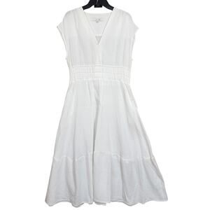 Joe's Jeans Gauze Maxi Dress Smocked Waist Cotton Ivory Large